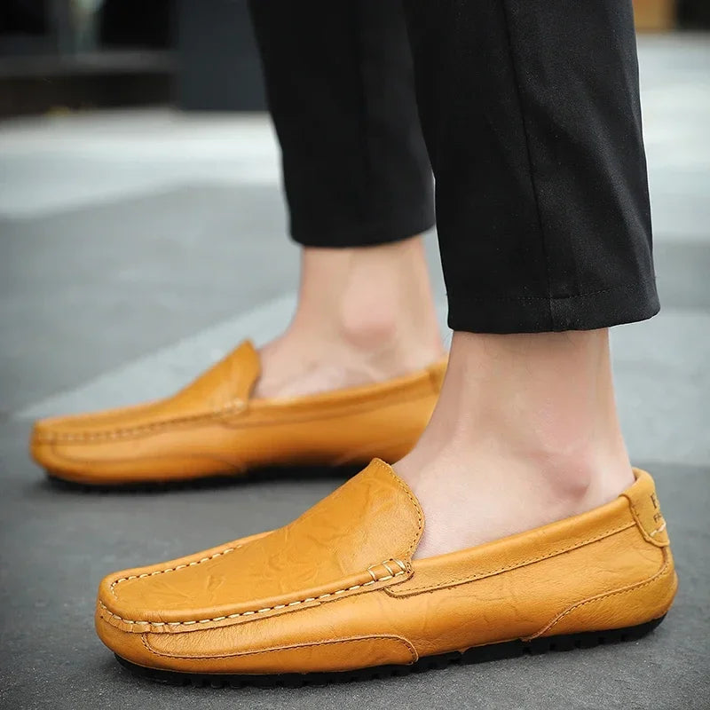 Genuine Leather Breathable Mocasines Casual Loafers Leather Shoes For Men Slip On Formal Italian Driving Flat Chaussure Homme