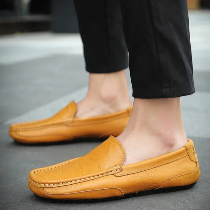 Genuine Leather Breathable Mocasines Casual Loafers Leather Shoes For Men Slip On Formal Italian Driving Flat Chaussure Homme