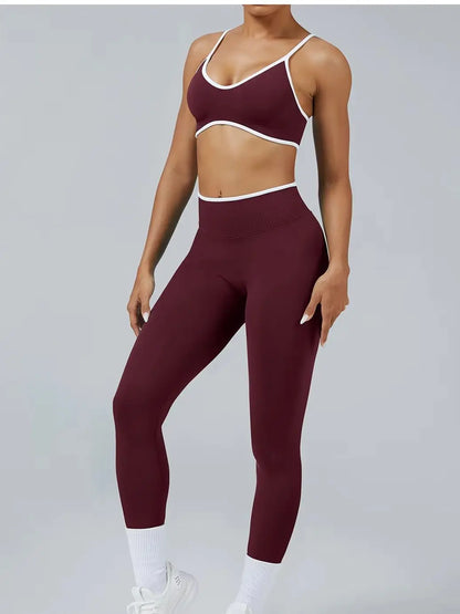 Women's Color Block Yoga Set Sports Bra & High Waisted Shorts Butt Lifting Tummy Control Workout Gym Fitness Running Activewear