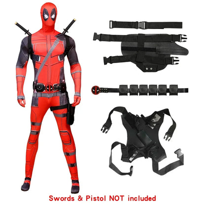Deadpool Child Costume Halloween Costumes Kids Men Adult Superhero Bodysuit Jumpsuit Children Cosplay Costume Swords Accessories