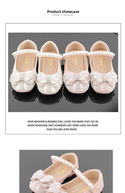 2026  Princess Crystal Shoes New Girls Single Shoes Frozen Rhinestones Shoes Performance Party Shoes