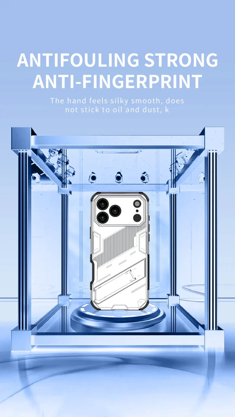 Solid Armor Cyber Shockproof Phone Case For iPhone 17 Pro Max 17 AIR With Stand Holder Cover Protective Shell