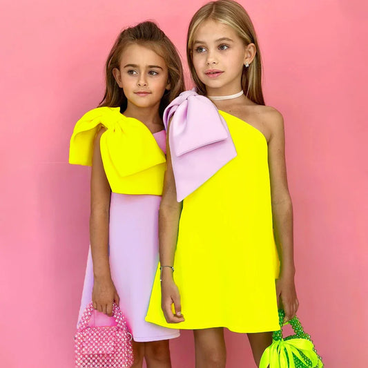 2024 New Girls party dress Bow Princess EidalFitr New In Dress Sleeveless Holiday Children Clothing  Party Costume Girls Clothes