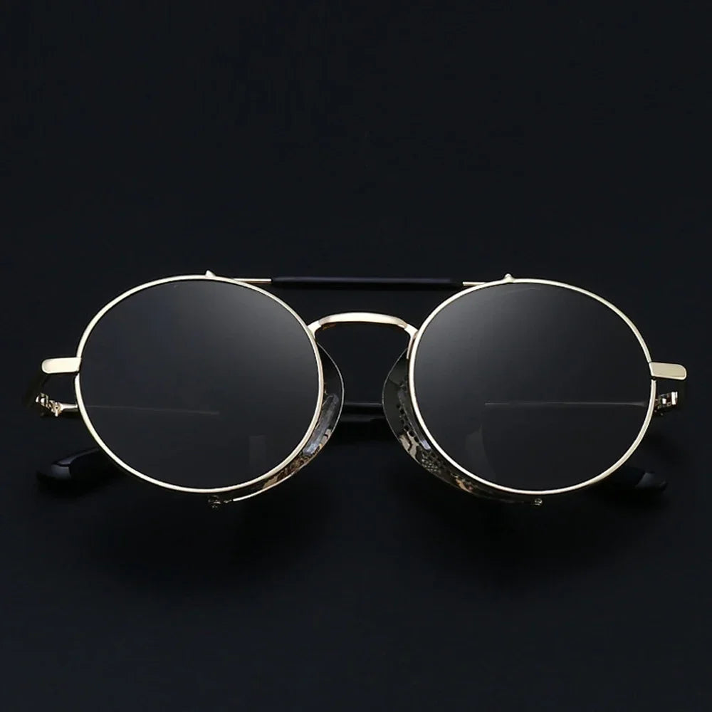 Retro Round Metal Sunglasses Steampunk Men Women Brand Designer Glasses Oculos De Sol Shades UV Protection