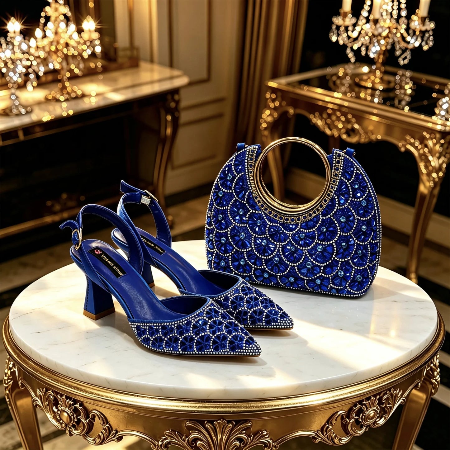 2026 INS Italian Design Elegant Fuchsia Rhinestone Pointed Toe High Heels with Matching Handbag Set - Perfect for Weddings