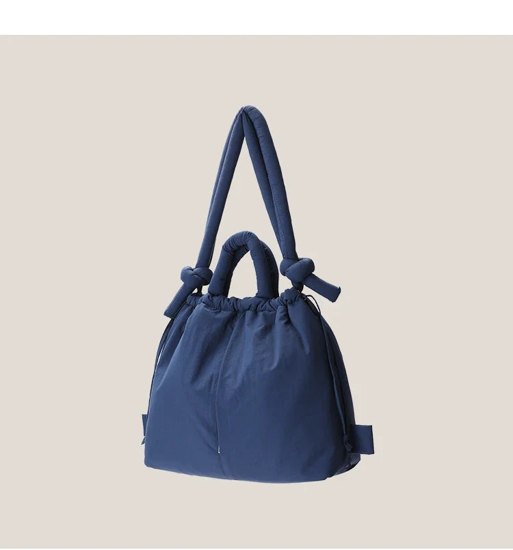 Casual nylon padded tote bag designer soft puffer women shoulder crossbody bags Simple Vintage large capacity handbags 2025