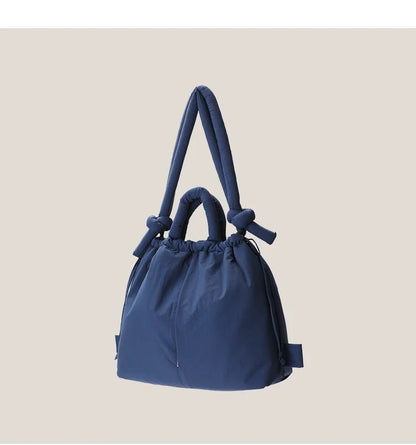 Casual nylon padded tote bag designer soft puffer women shoulder crossbody bags Simple Vintage large capacity handbags 2025
