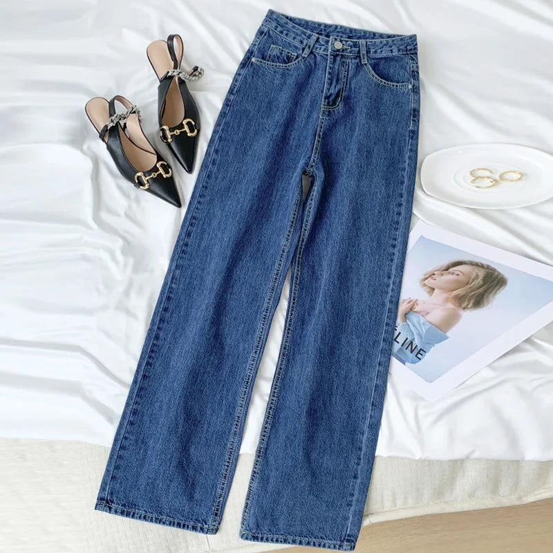 Vintage High-waisted Loose-fit Slimming Straight-leg Jeans