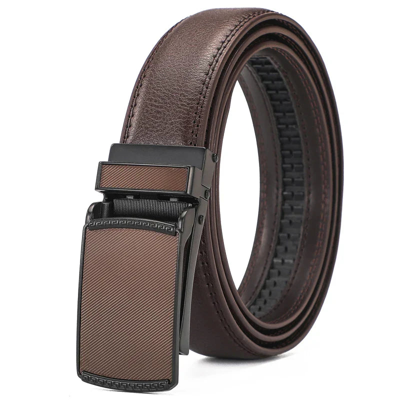 High-quality men's leather Belt Comfort Click Belt automatic buckle flip Belt convenient, business casual golf Ratchet Belt, Chr
