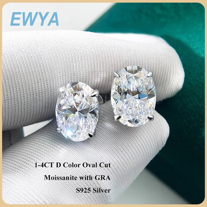 5*7mm Oval Cut Ruby Emerald Moissanite Stud Earrings Lab Grown For Women Man Unisex Gemstone Party 925 Silver Earring Gift