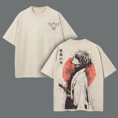 A-Zenitsu Graphic Tshirt Anime Demon Slayer Roupa Masculina Feminina Camisetas de Algodão Lavado Manga Camiseta Casual Vintage Hip Hop Tops