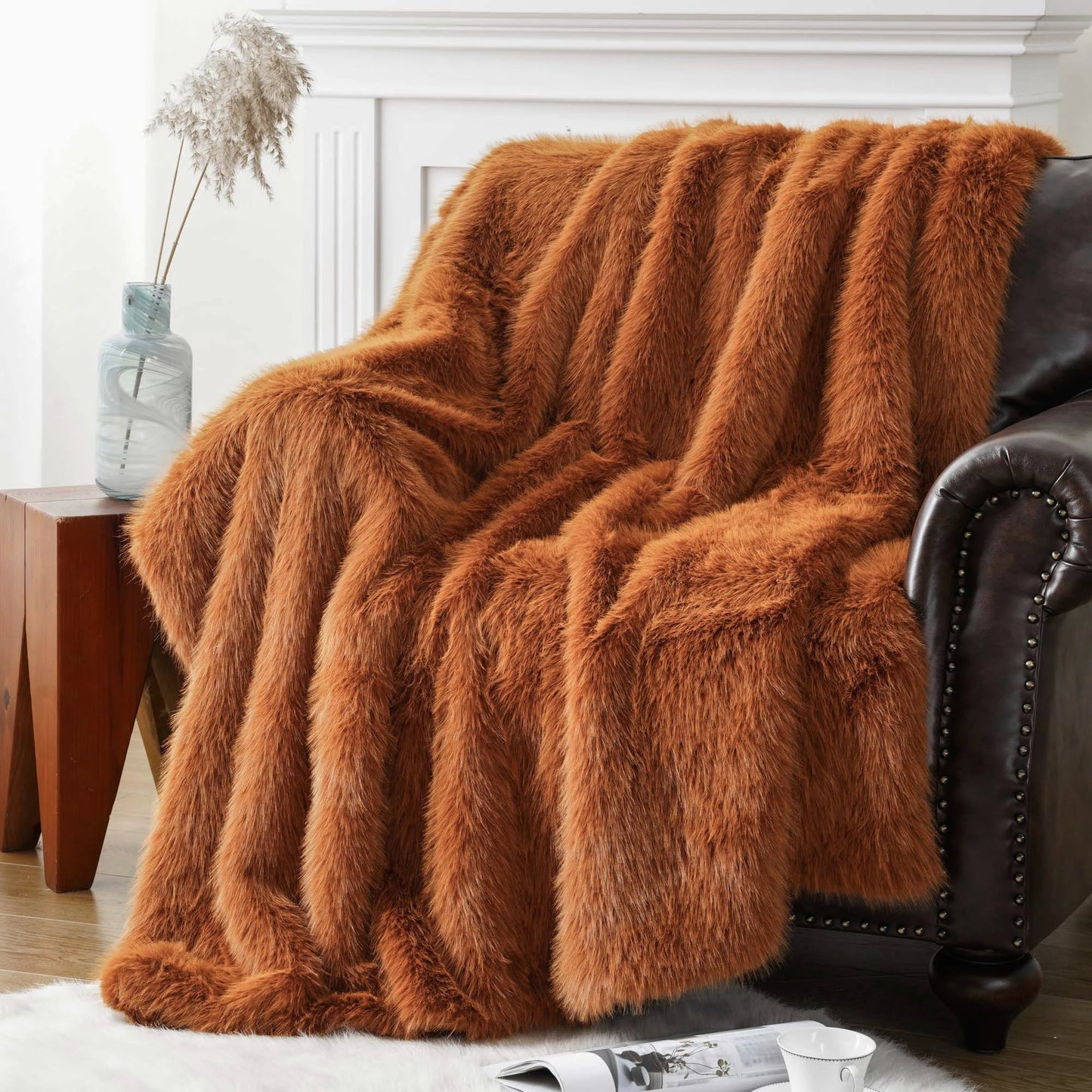 Fluffy Soft Blankets Luxury Fur blanket for Bed Sofa Mink Faux Fur Throw and Blankets Large Warm Blanket for Home Decor