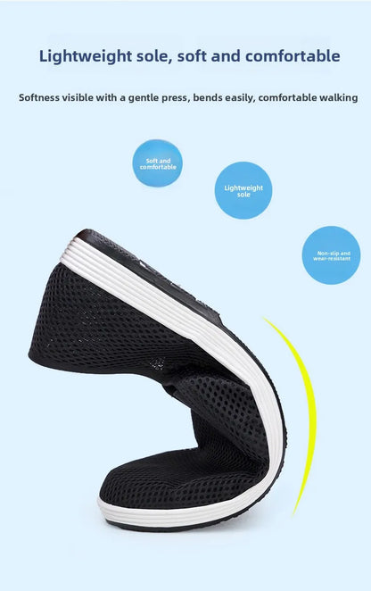Men's Summer Soft Bottom Driving Shoes Breathable Mesh Slip-On Shoes Wear-Resistant Casual Old Beijing Style Rubber Sole