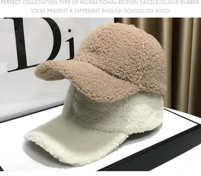 Winter Hats For Women Baseball Caps Plush Thickened Warm Baseball Cap Female Casual Solid Color Fashion Design Outdoor