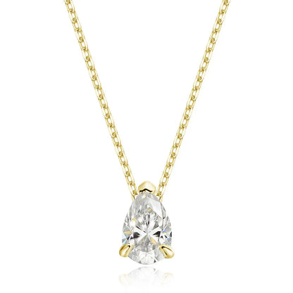 Certified 1CT 2CT Pear Cut D VVS1 Moissanite Necklace for Women 18k Gold Plated Jewelry 100%  Sterling Silver 925 Pendant