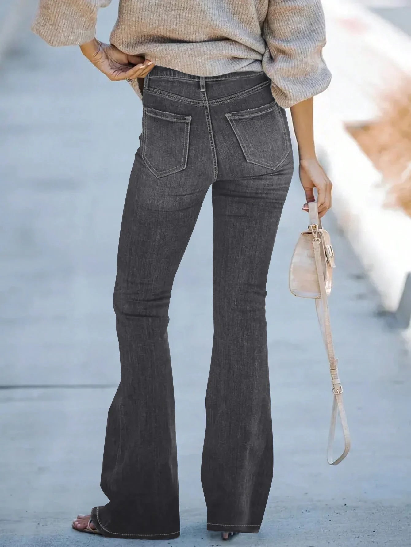 Women's solid color simple daily jeans