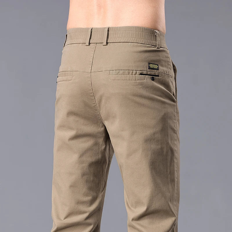 New Casual Pants Men Straight Fit Stretch Autumn Chino Trousers Male Formal Work Business Dress Khaki Fashion Spring Pants