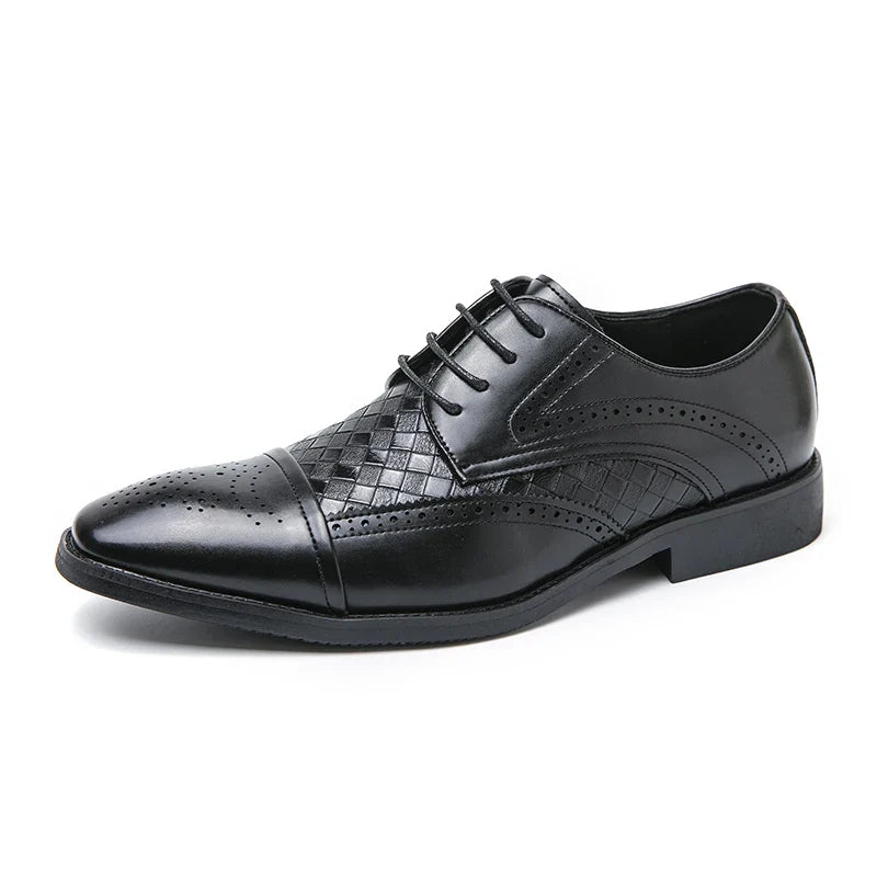 Weaving Formal Shoes For Men Brown Leather Men's Shoes Fashion Stitching Elegant Mans Autumn Footwear Male Wedding Shoes