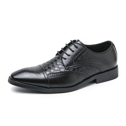 Weaving Formal Shoes For Men Brown Leather Men's Shoes Fashion Stitching Elegant Mans Autumn Footwear Male Wedding Shoes