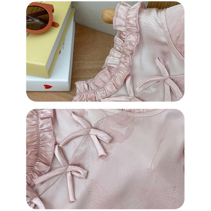 Vestido de princesa rosa estilo chinês retrô Qipao sem mangas para meninas de 2 a 10 anos Vestido 2026 Novo verão Roupas para o Dia das Crianças 6.1