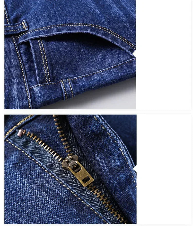 Plus Size 42 44 46 Spring Autumn Men's Fashion Casual Jeans Black Blue Classic Business Straight Elasticity Brand Denim Trousers
