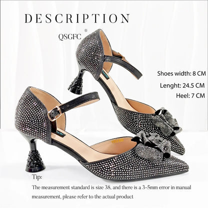 Spot Goods Nigeria High Quality Heels Pumps And Bag Handmade Flowers Fashion Design For Nigeria Wedding Party