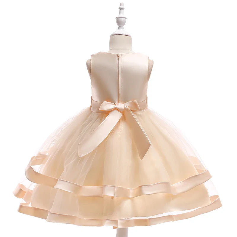 Summer Beading Girl Party Dress Christmas Costume Gala Bow Wedding Birthday Princess Dresses for Girls Baptism Prom Gown Vestido