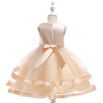 Summer Beading Girl Party Dress Christmas Costume Gala Bow Wedding Birthday Princess Dresses for Girls Baptism Prom Gown Vestido