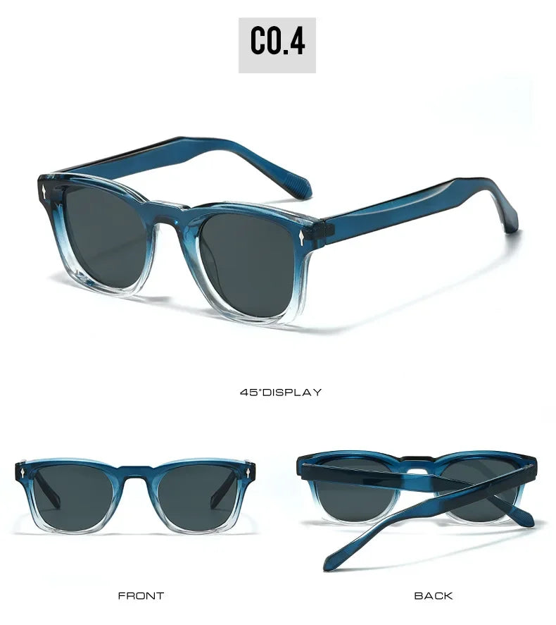 Retro Rivets Square Sunglasses Women Fashion Gradient Shades UV400 Men Green Black Sun Glasses