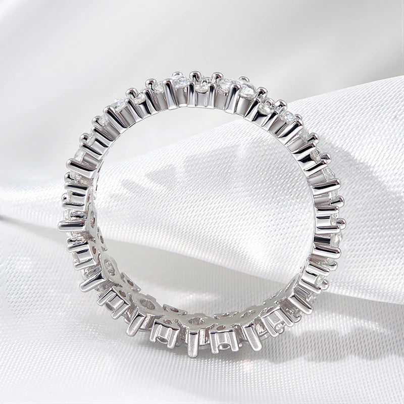1.56CTTW 100% All Moissanite Wedding Rings for Women Dating Ring Full Eternity Bands S925 Sterling Silver Plated 18k GRA