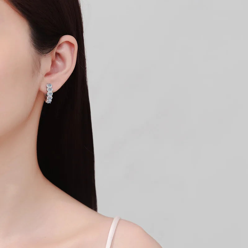 3mm Certified Moissanite Hoop Earrings for Women S925 Sterling Silver Plated 18k Bridal Jewelry Lab Diamond Earrings