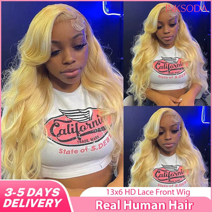 220% Density 38 Inch 613 Honey Blonde Straight Lace Front Wig Human Hair 13x6 HD Transparent Lace Frontal Wigs Pre Plucked