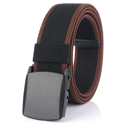 Metal Free Men's Elastic Belt Strong Engineering Plastic Quick Release Nylon Buckle Unisex Stretch Belt Outdoor Girdles