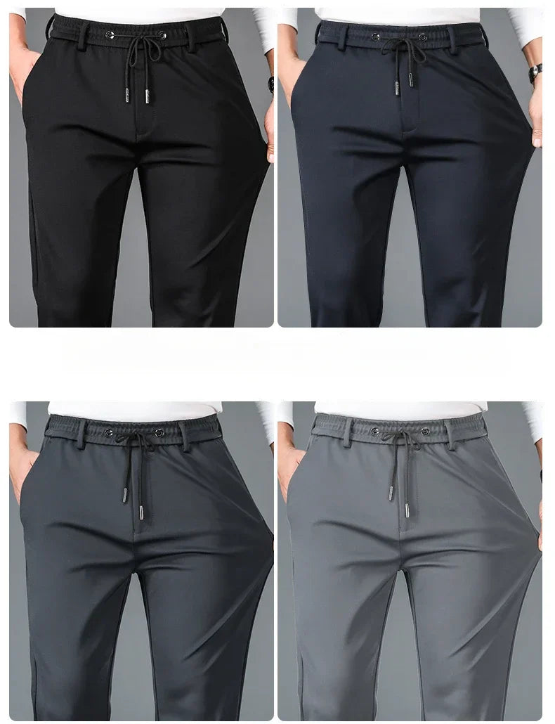 Men's Stretch Casual Pants Autumn Elastic Waist Straight Jogger Sweatpants Korean Business Classic Brand Trousers Male Clothing