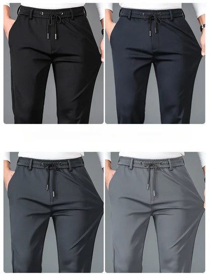 Men's Stretch Casual Pants Autumn Elastic Waist Straight Jogger Sweatpants Korean Business Classic Brand Trousers Male Clothing