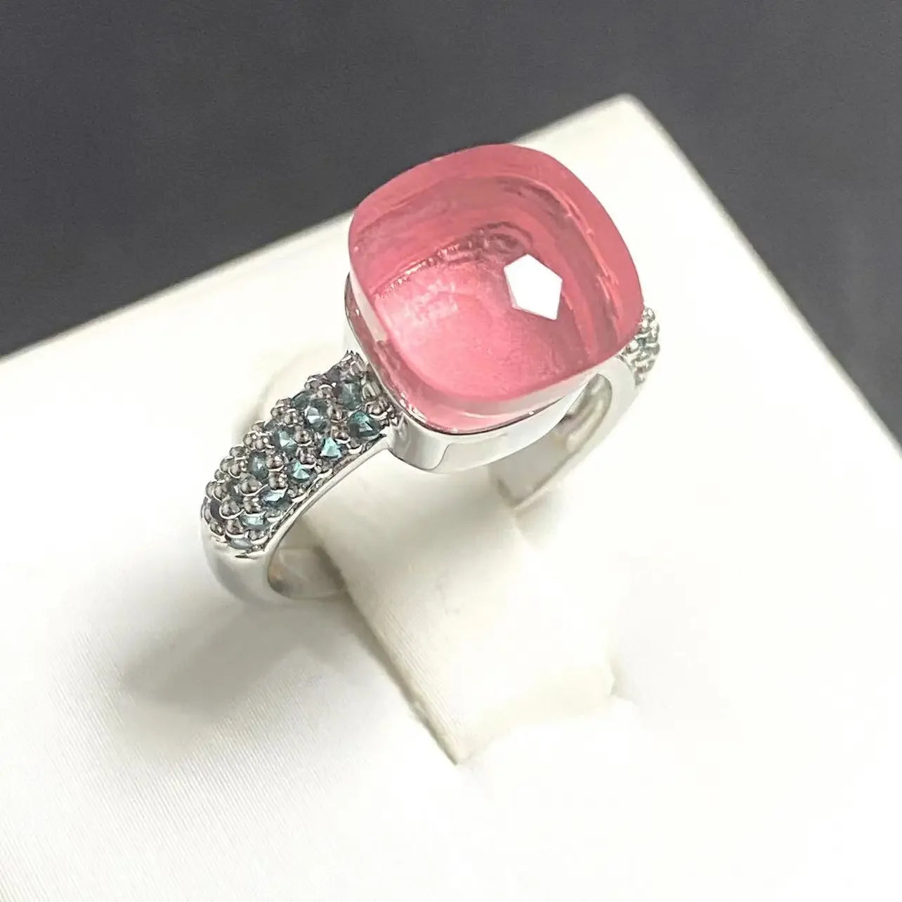 10.6mm Classic Ring for Women Light Blue Zircon Blue Topaz Candy Water Drop Crystal Ring Platinum Plated Jewelry Gift