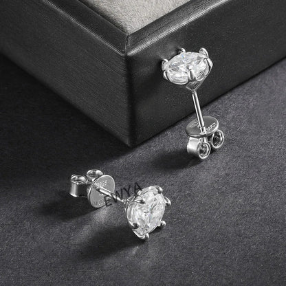 925 Sterling Silver 0.2-2ct D VVS1 6 Prong Diamond with GRA Moissanite Screw Stud Earrings For Women Wedding Fine Jewelry
