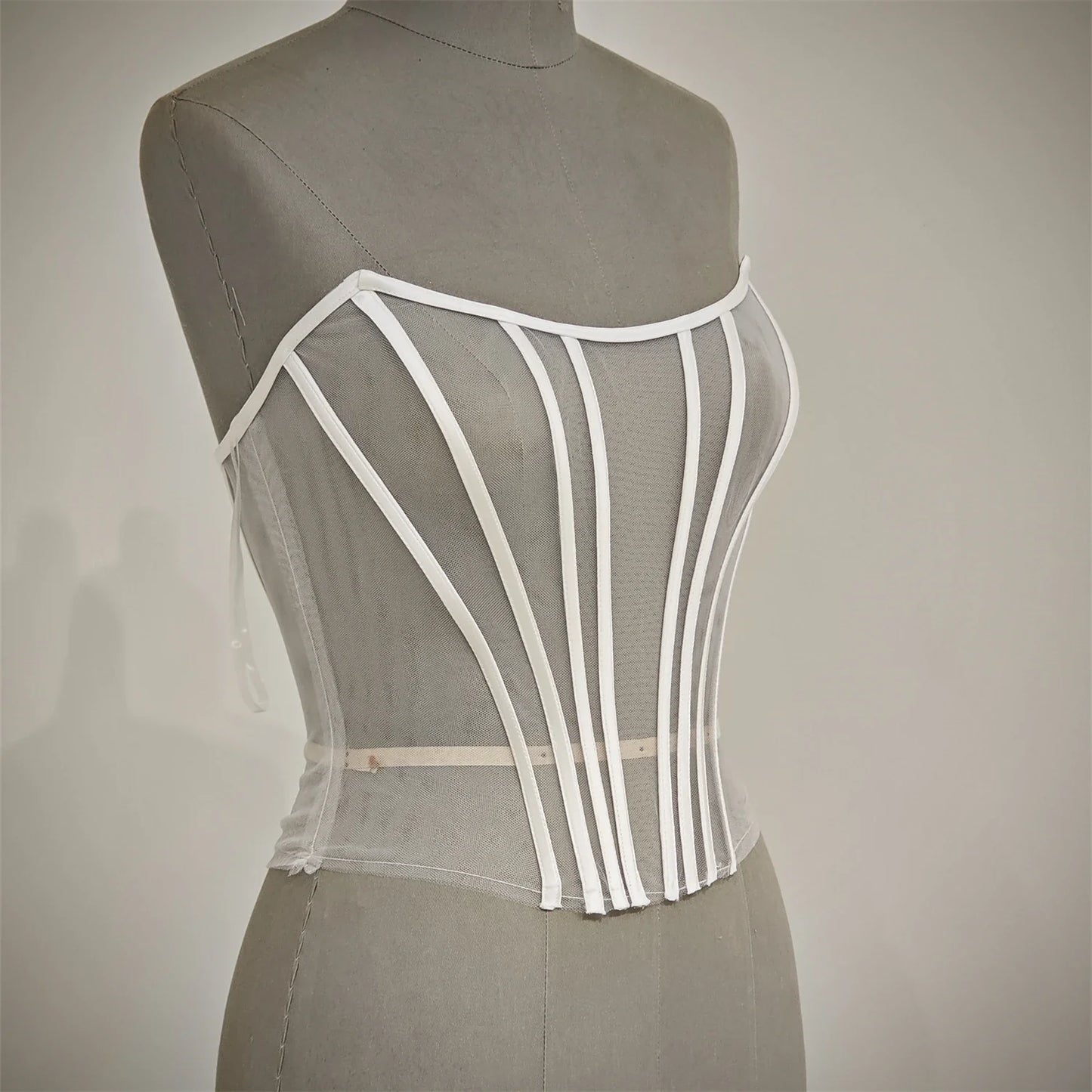 Custom Made Women Sexy Illusion Corset Tulle With Bones Wedding Dress Inner Wear Grils Shapewear Body Restraint Bodice Of Bride