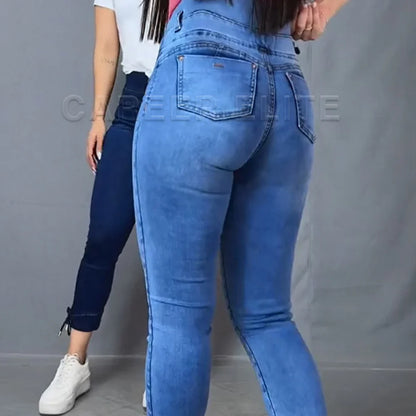 New Trend Women Skinny Jeans High Waist Fashion Casual Cropped Jeans Slim Fit Denim Pants Spring Autumn Washed Stretch Trousers