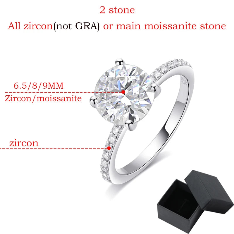 1-3CT D Color Moissanite Ring for Women 925 Sterling Silver Sparkling Lab Diamond Promise Band Valentine's Day Gift