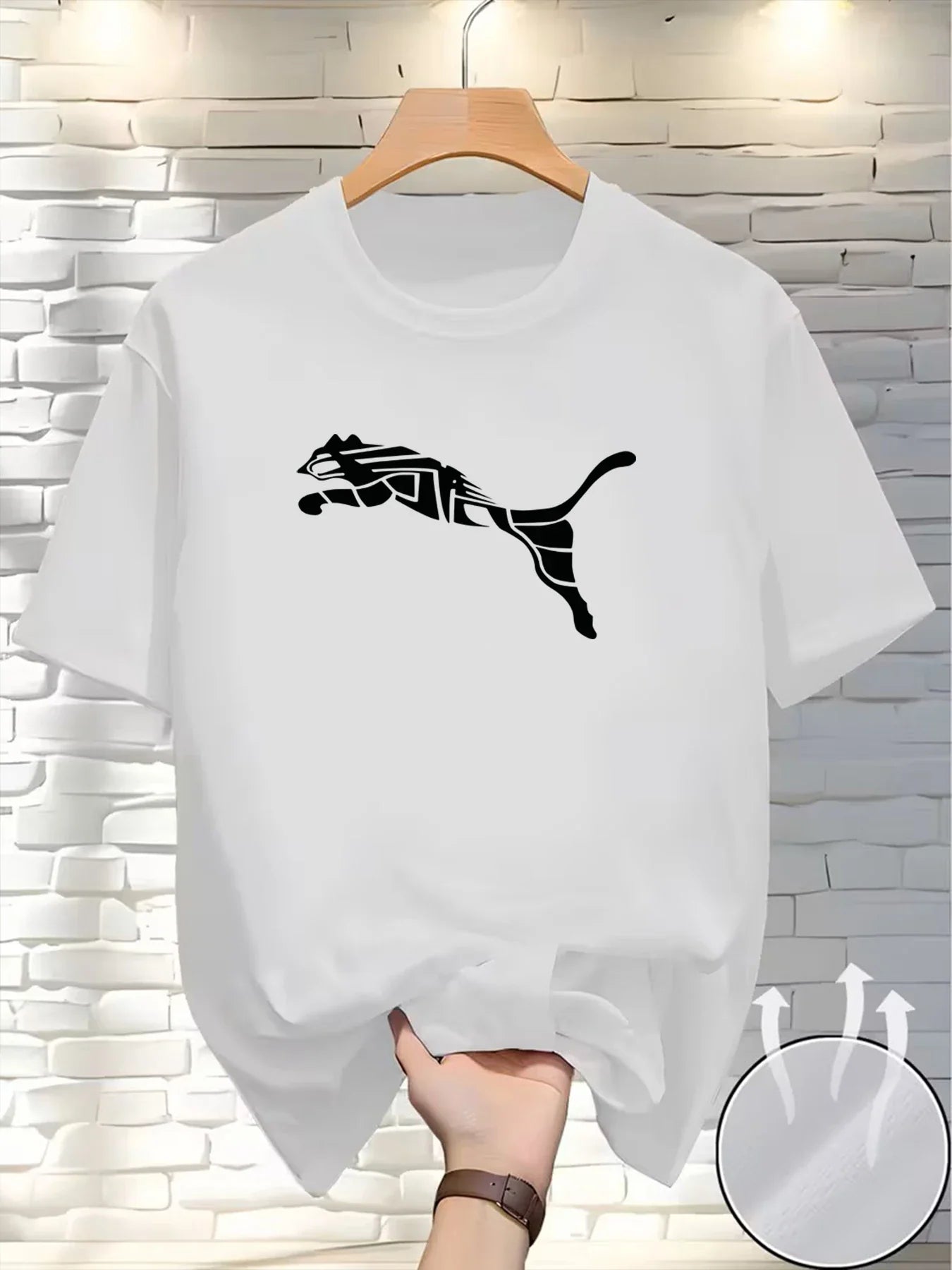 New Summer Luxury Men's Fashion Fox Leopard Print T-shirt Crewneck Casual Trend Y2K High-end High Quality Fitness Sports T-shirt