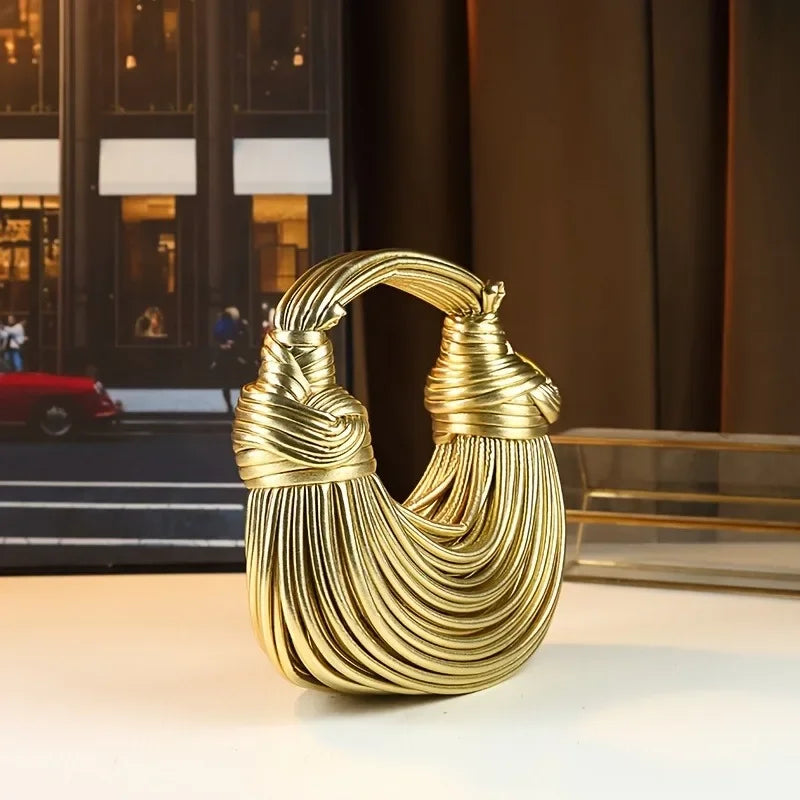 Luxury Designer Handbags Hand-woven Noodle Bag Knot Bag silver Dinner Bag