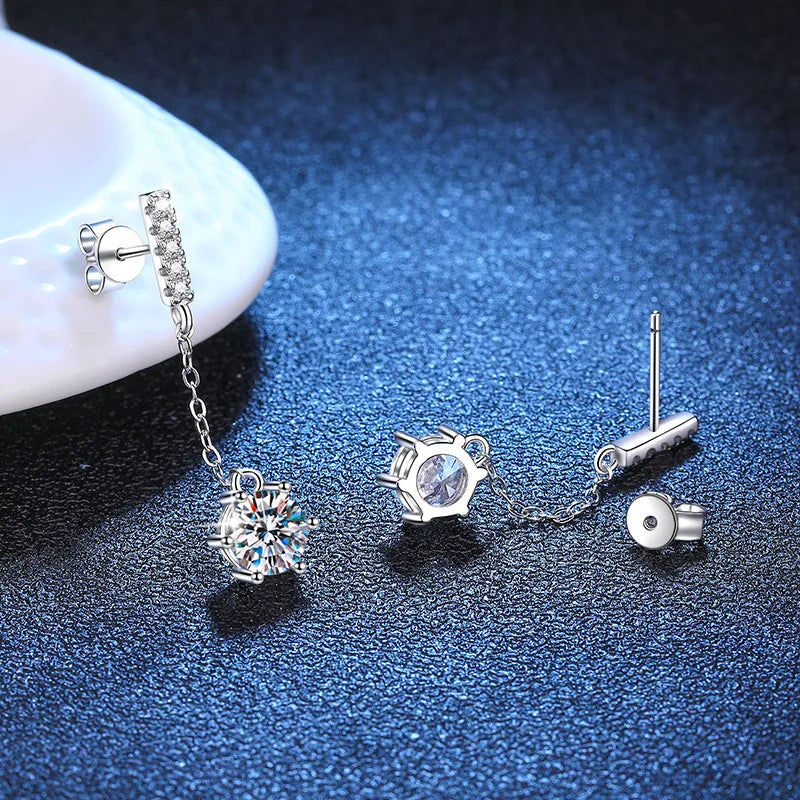 Luxury 100% Real D Color 1CT Moissanite Drop Earring for Women Girls S925 Silver Diamond Long Tassel Dangle Earrings Gift