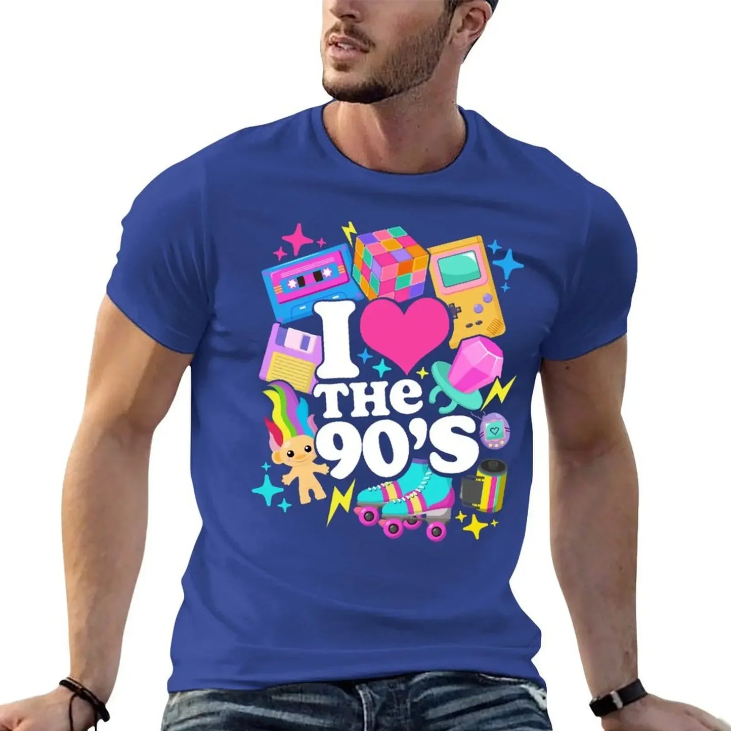 I Love The 90's Retro 90s Costume T-Shirt anime figures summer clothes blue archive mens t shirt