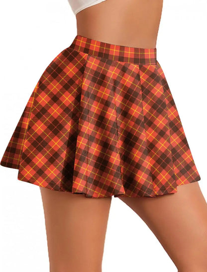 Retro Plaid Pleated Skirts Skirt Y2K Streetwear Vintage School Uniform A-Line Gym Student Short Skirt Girl Xmas Dress Up
