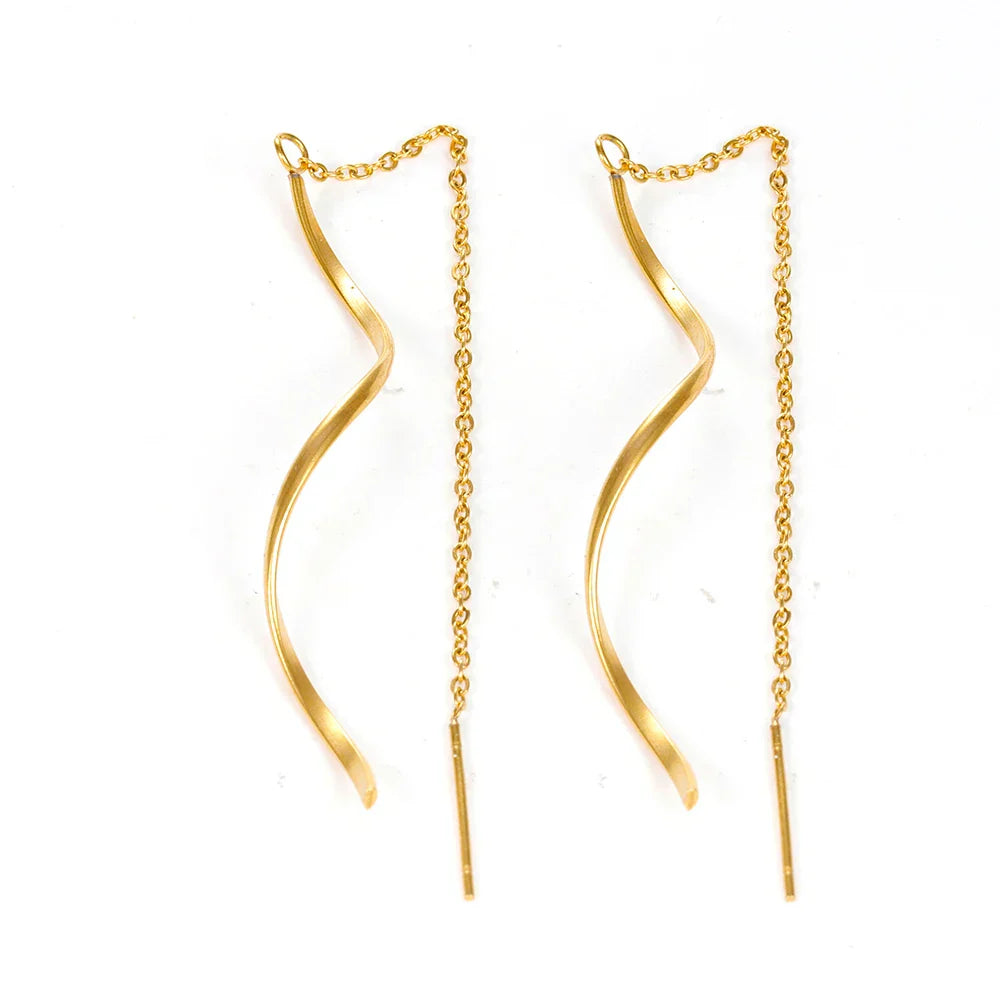 Accessories for Women Long Tassel Threader Earrings for Women Wave Shaped Simple Long Chain Earring Wedding Party Jewelry Gift