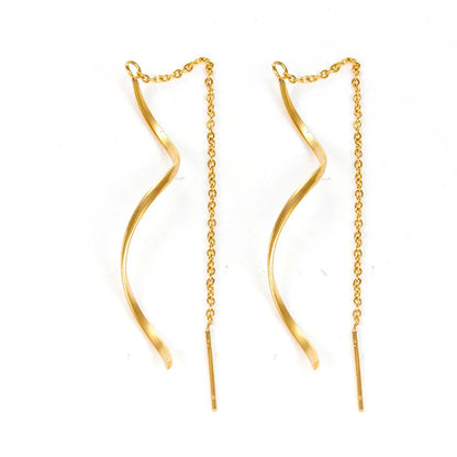 Accessories for Women Long Tassel Threader Earrings for Women Wave Shaped Simple Long Chain Earring Wedding Party Jewelry Gift
