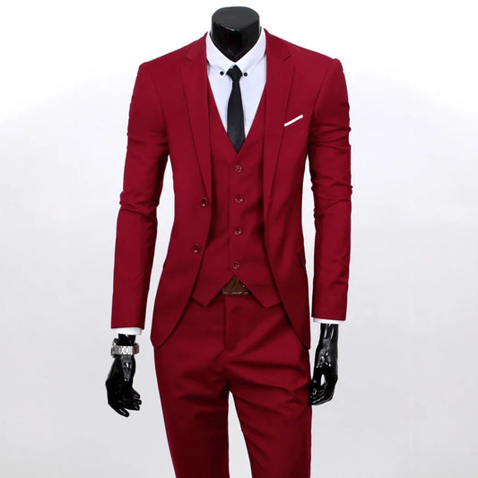Groom Suit Men Three Piece Set British Style Slim Fit Wedding Suit Business Casual Summer