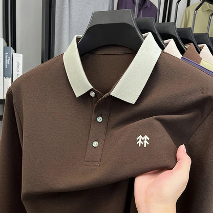Design Brand Men's Polo Shirt Lapel Exquisite Embroid Long Sleeve Autumn New Breathable T-Shirt Business Leisure Trend Men'swear