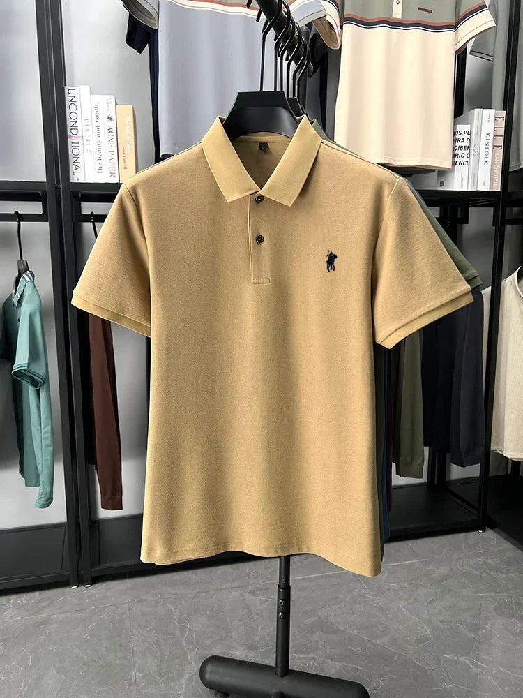 Designer brand 100% cotton short sleeve polo shirt luxury fashion pony embroidery men's business leisure summer new Paul T-shirt